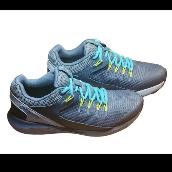Women's Columbia Trailstorm Hiking Shoes Grey Turquoise Size 9‎ WIDE Waterproof - Picture 1 of 8